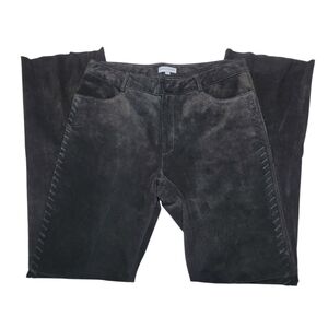 Territories Suede Leather Pants with Woven Or Laced Detail Up Sides